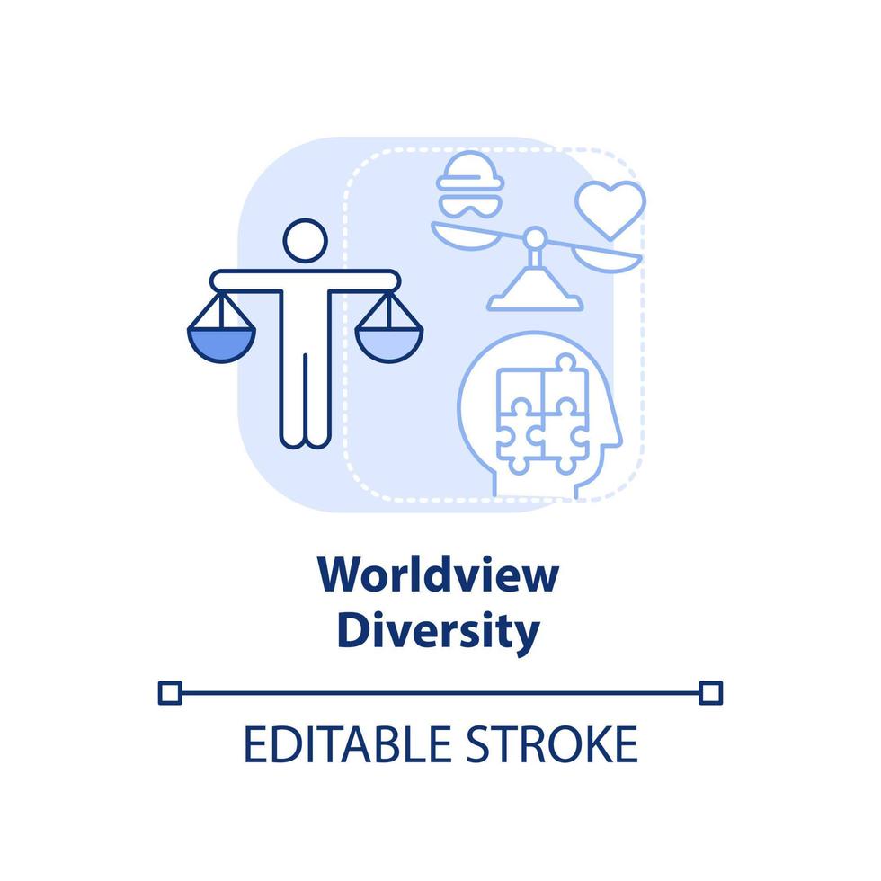 Worldview diversity light blue concept icon. Moral development abstract idea thin line illustration. Cultural mindset. Isolated outline drawing. Editable stroke vector