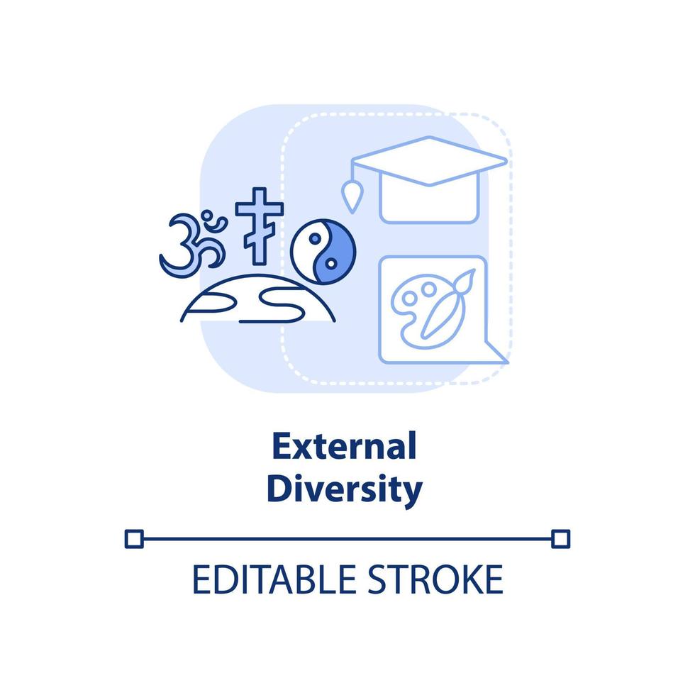 External diversity light blue concept icon. Workplace diversity category abstract idea thin line illustration. Isolated outline drawing. Editable stroke vector