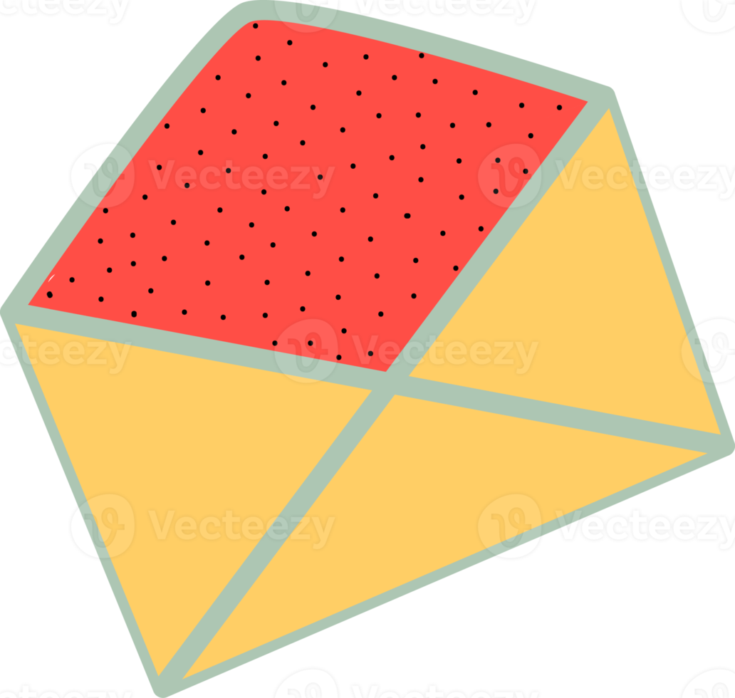 Postal envelope. Hand drawn open mail envelope. Pink paper with polka dots png