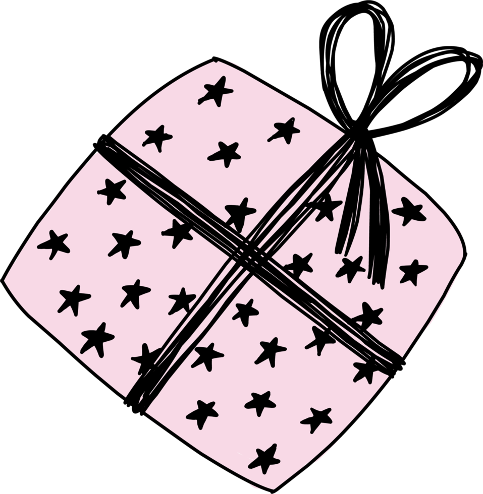 Gift with bow illustration. Gift silhouette. Christmas element. png