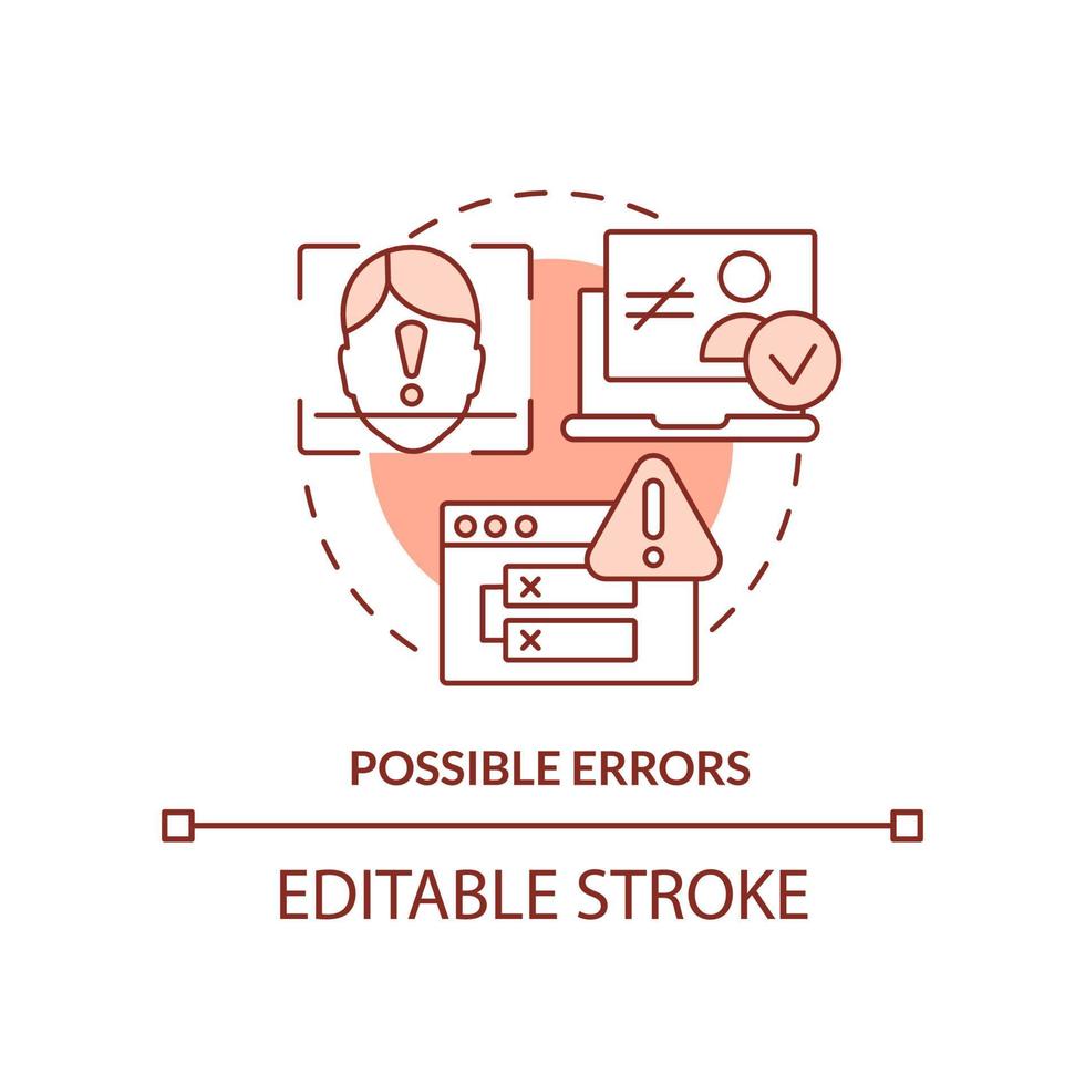 Possible errors terracotta concept icon. Biometric authentication disadvantage abstract idea thin line illustration. Isolated outline drawing. Editable stroke vector
