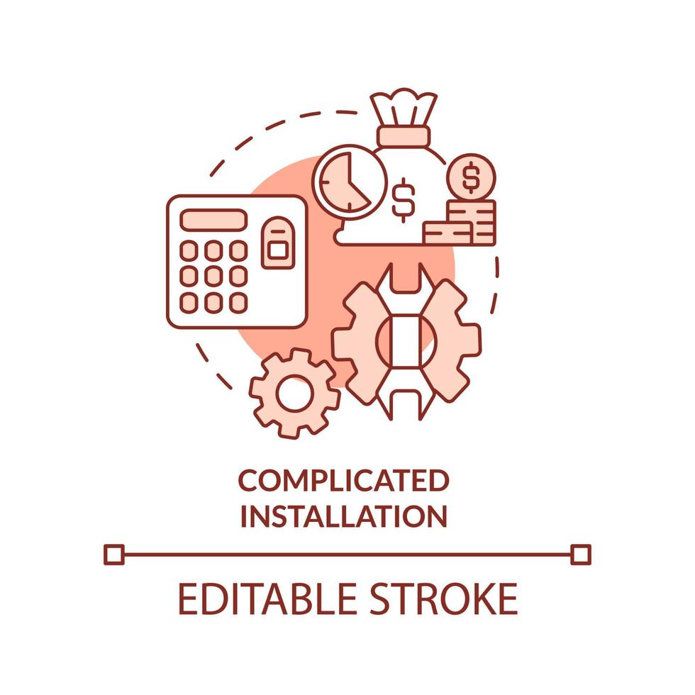 Complicated installation terracotta concept icon. Biometric authentication drawback abstract idea thin line illustration. Isolated outline drawing. Editable stroke vector