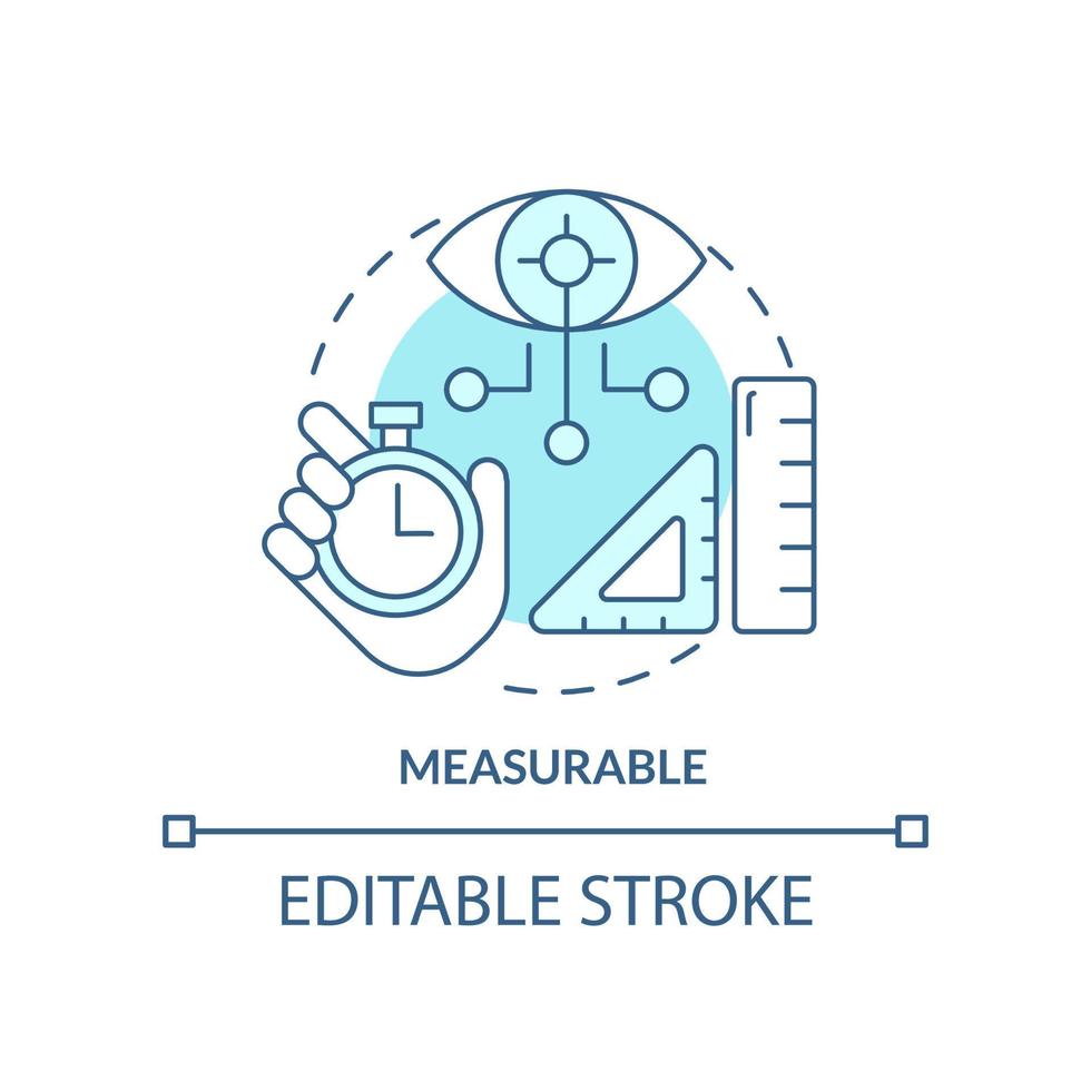 Measurable turquoise concept icon. Biometric data pros abstract idea thin line illustration. Measure individual features. Isolated outline drawing. Editable stroke vector