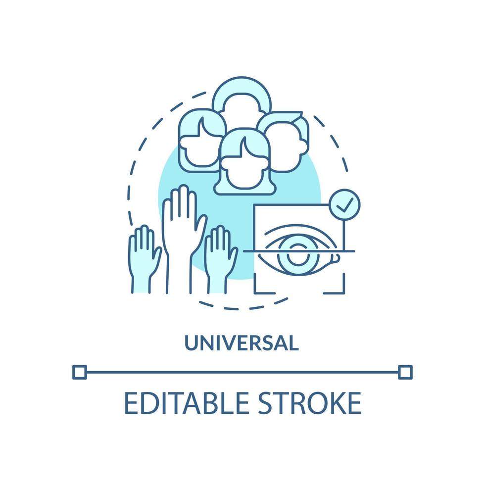 Universal turquoise concept icon. Biometric data advantage abstract idea thin line illustration. Authentication schemes. Isolated outline drawing. Editable stroke vector