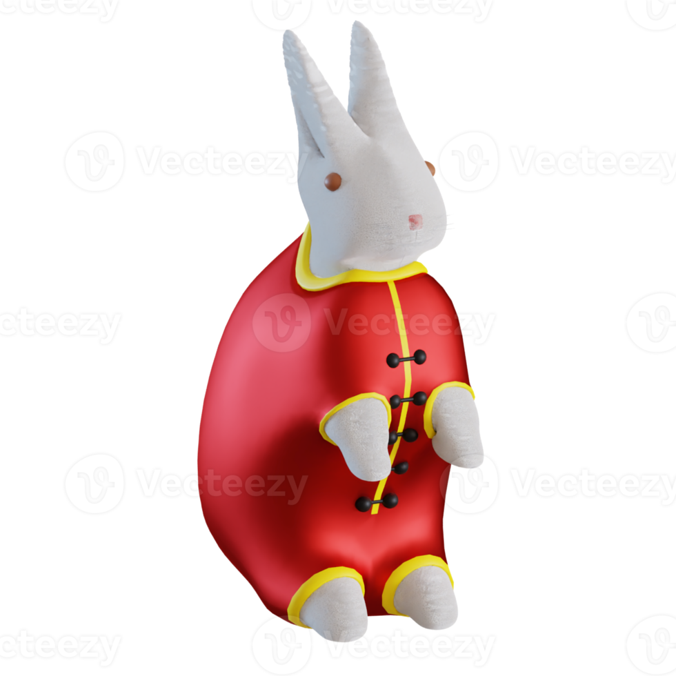 3d rendered rabbit wear red cheongsam perfect for chinese new year 2023 design project png
