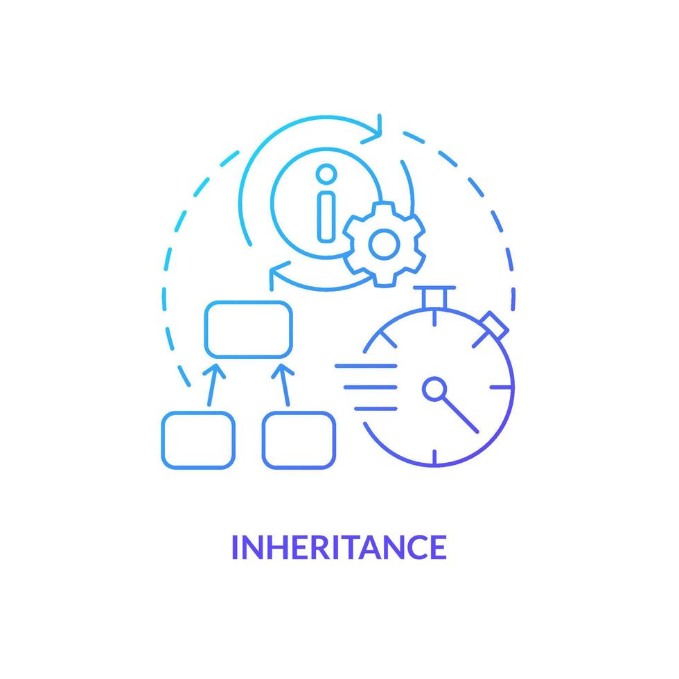 Inheritance blue gradient concept icon. Object-oriented programming principle abstract idea thin line illustration. Reuse behavior. Solving problem. Isolated outline drawing vector