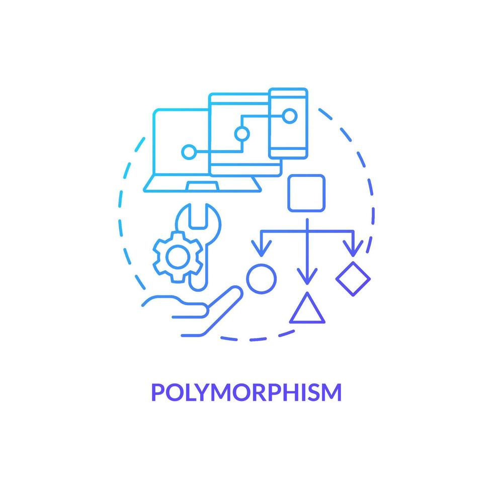 Polymorphism blue gradient concept icon. Object-oriented programming principle abstract idea thin line illustration. Substitutability. Isolated outline drawing vector
