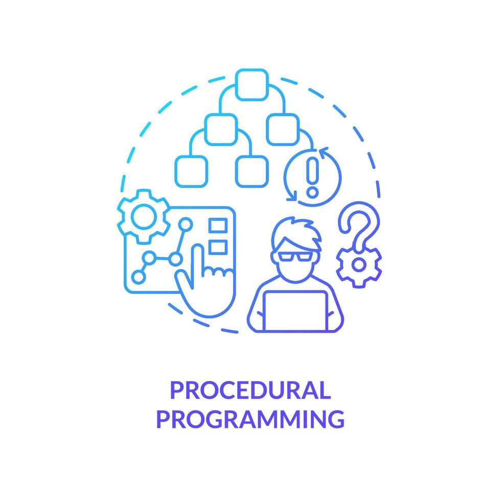 Procedural programming blue gradient concept icon. Coding paradigm type abstract idea thin line illustration. Sequence of commands. Computation. Isolated outline drawing vector