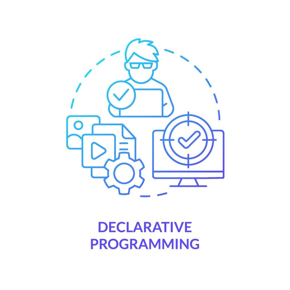 Declarative programming blue gradient concept icon. Coding paradigm ...