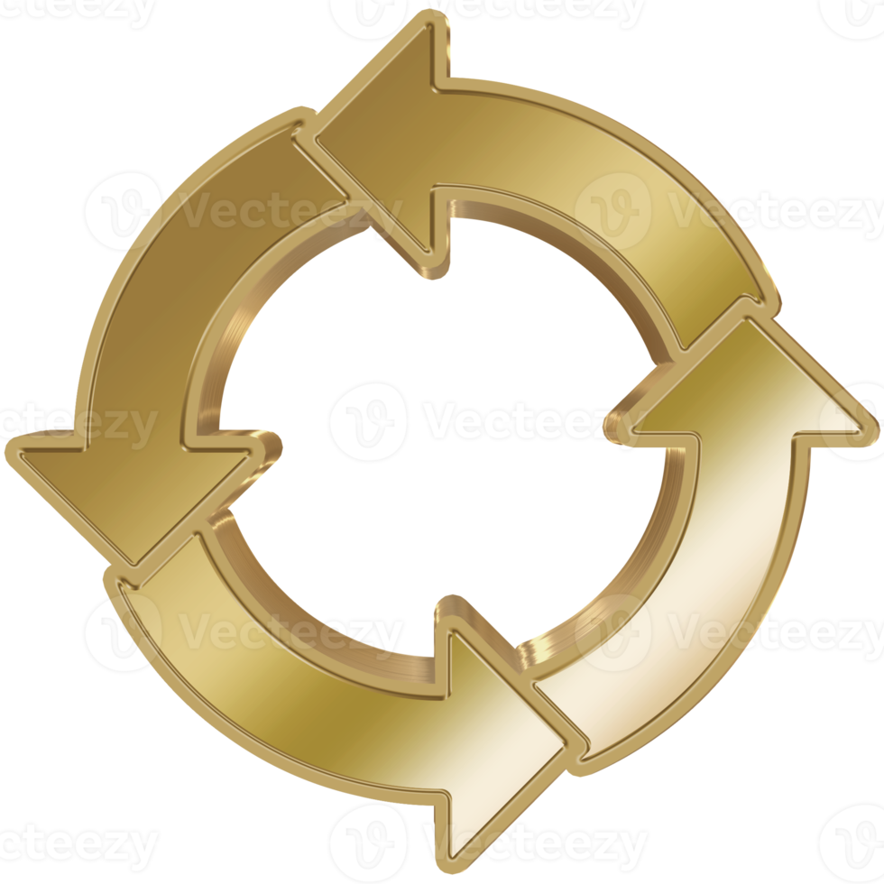 3D Rendering Gold Arrow Cycling Infographic. png