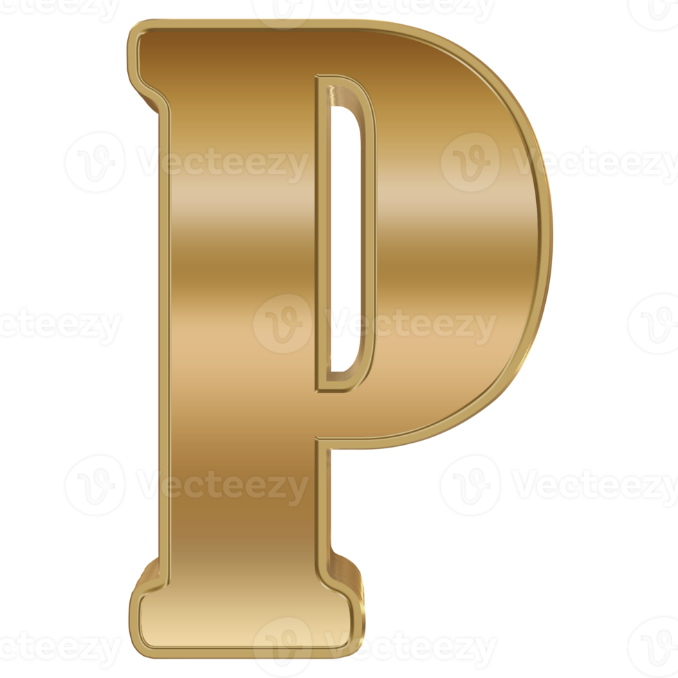 3D Rendering Metallic Alphabet Design. png