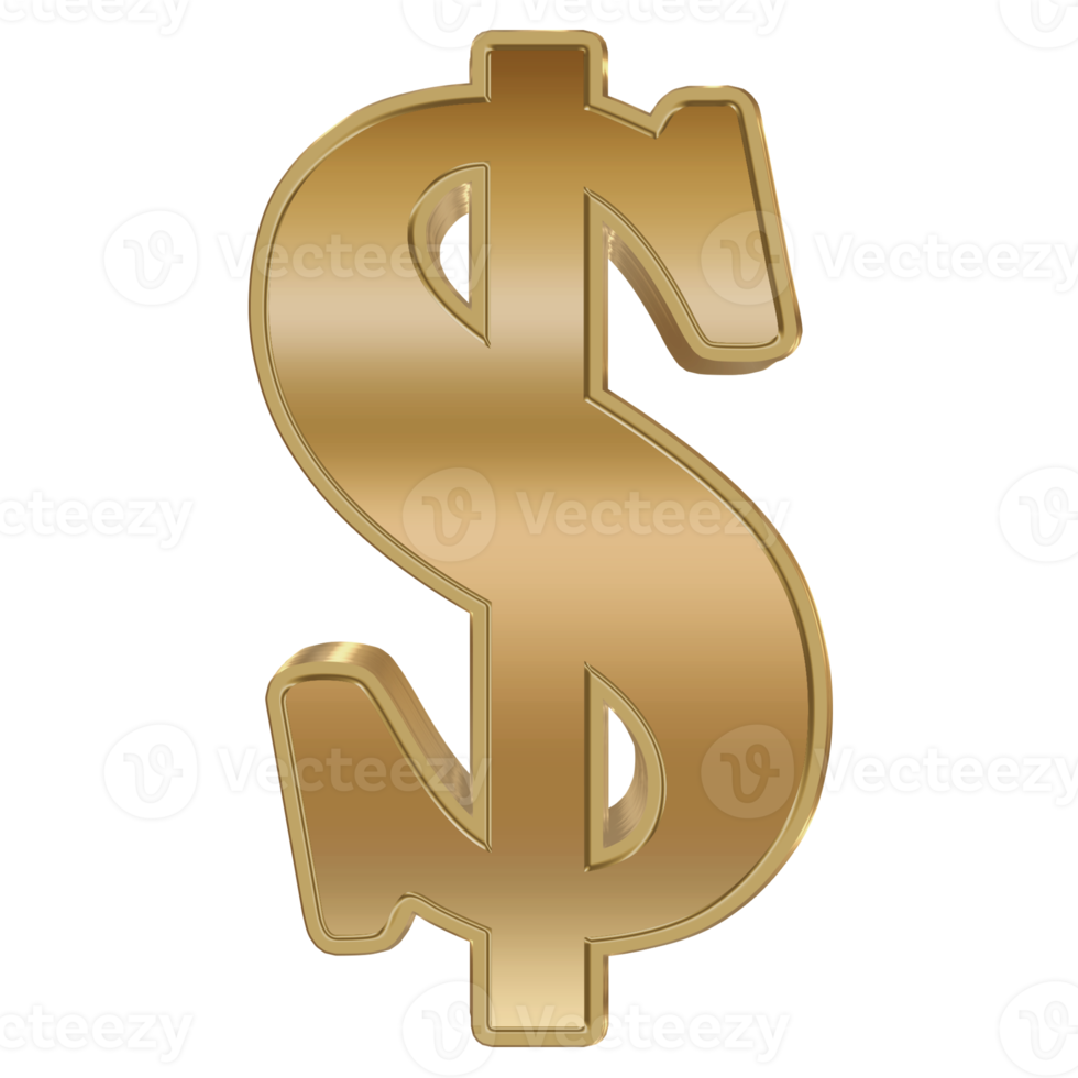 3D-Rendering metallisches Symbol. Dollar-Marke. png