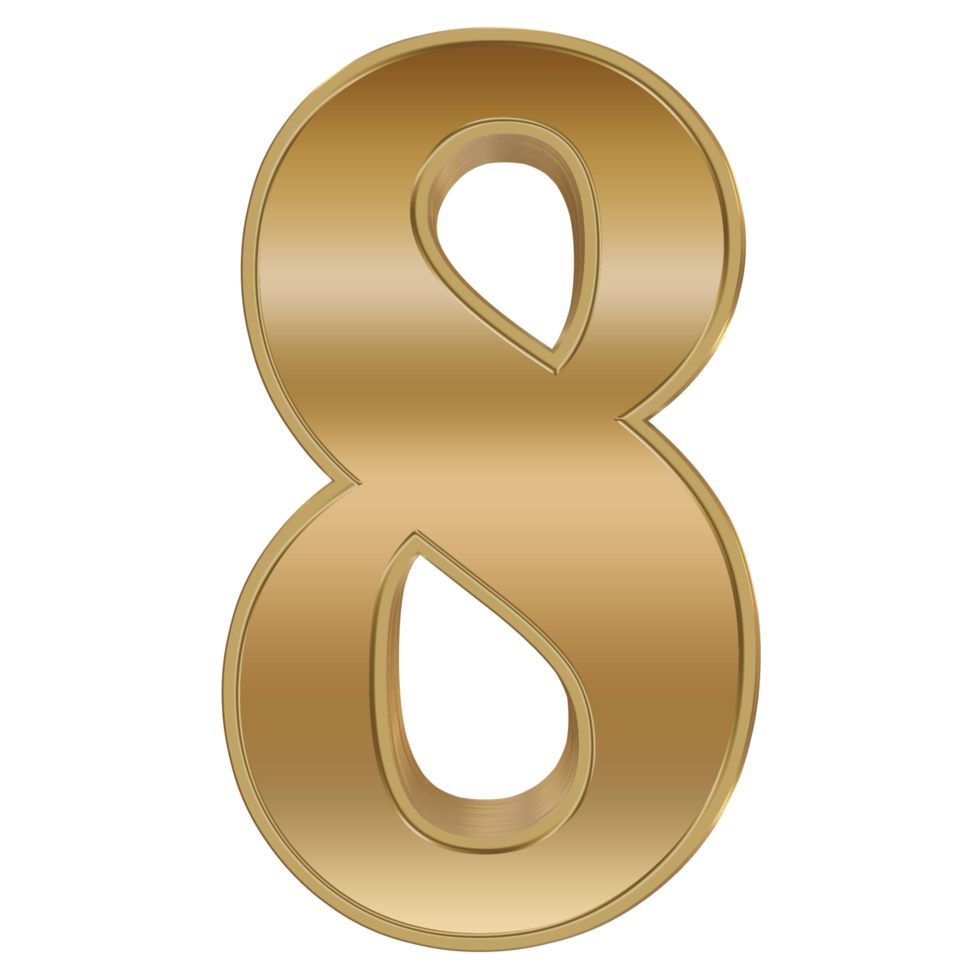 3D Rendering Metallic Number Design. Eight. png