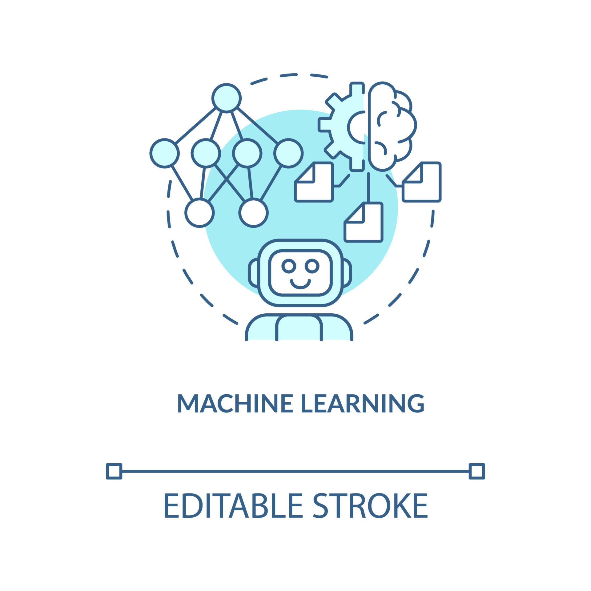 Machine learning turquoise concept icon. Automatic algorithm. Data ...