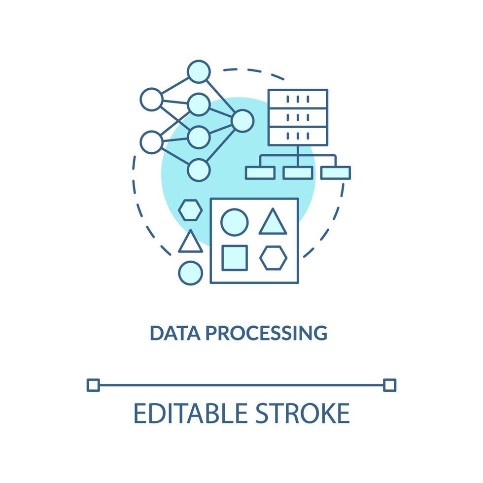 Data processing turquoise concept icon. Work with digital information ...
