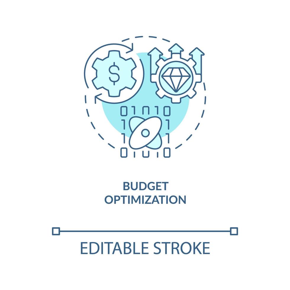 Marketing budget optimization turquoise concept icon. Data science in business abstract idea thin line illustration. Isolated outline drawing. Editable stroke vector