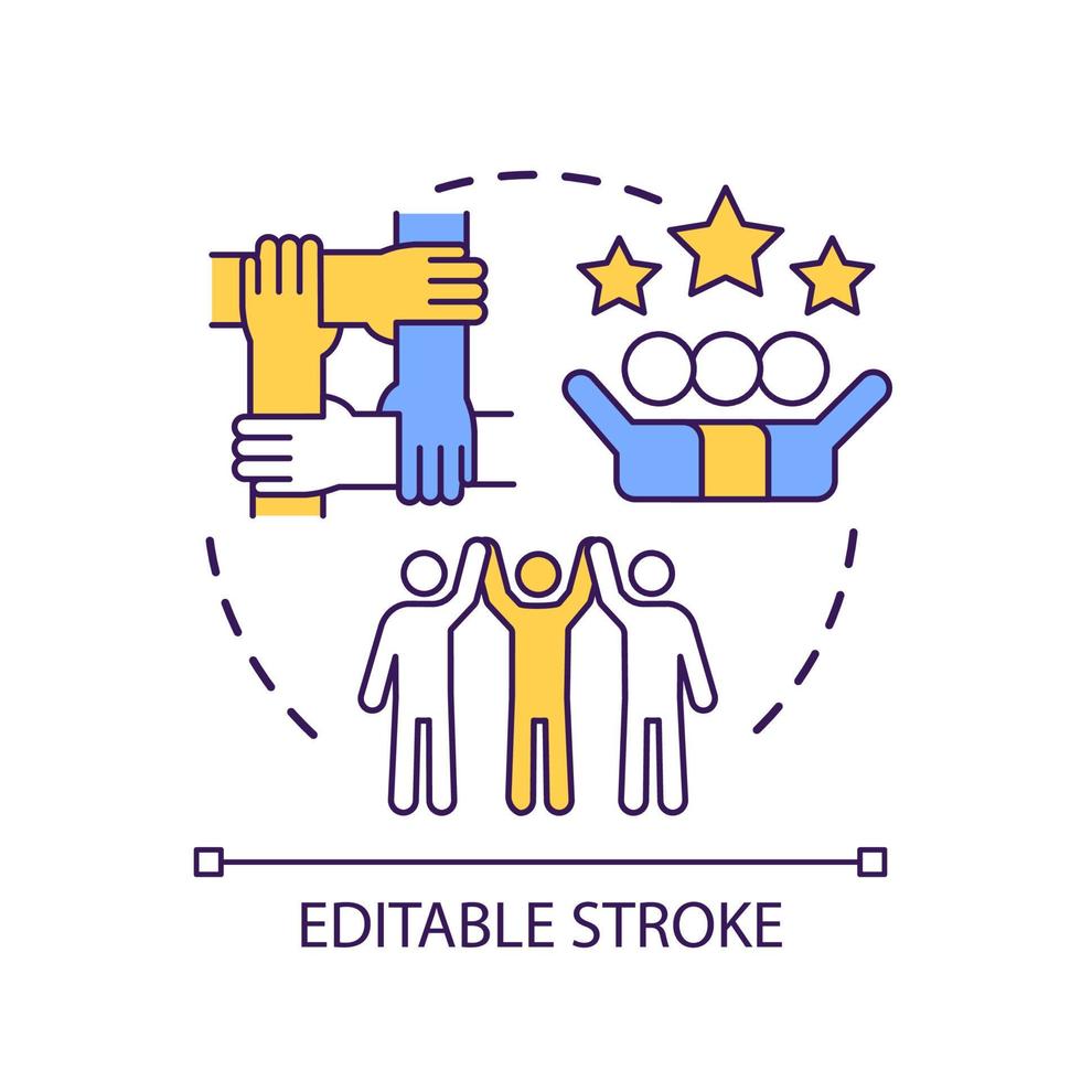 Successful cooperation concept icon. Support service. Teambuilding methods for business abstract idea thin line illustration. Isolated outline drawing. Editable stroke vector