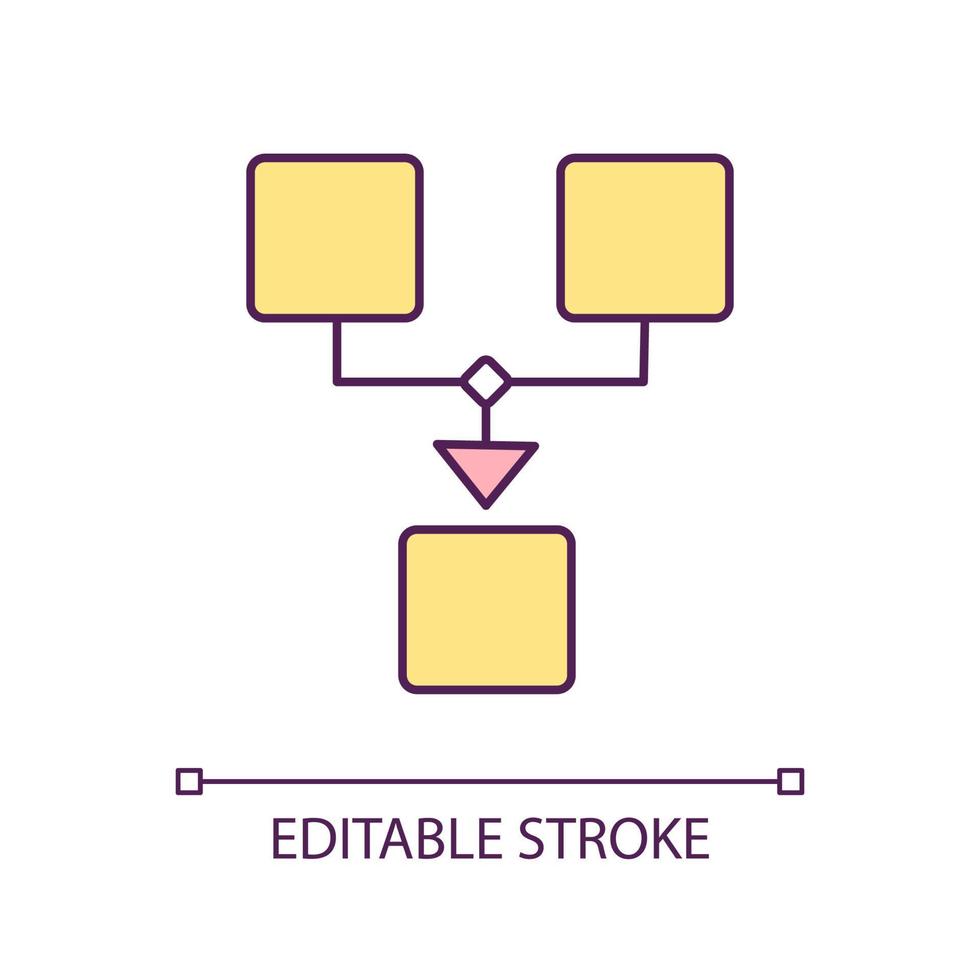 Business combinations RGB color icon. Partnership and alliance creation. Horizontal merger process. Isolated vector illustration. Simple filled line drawing. Editable stroke