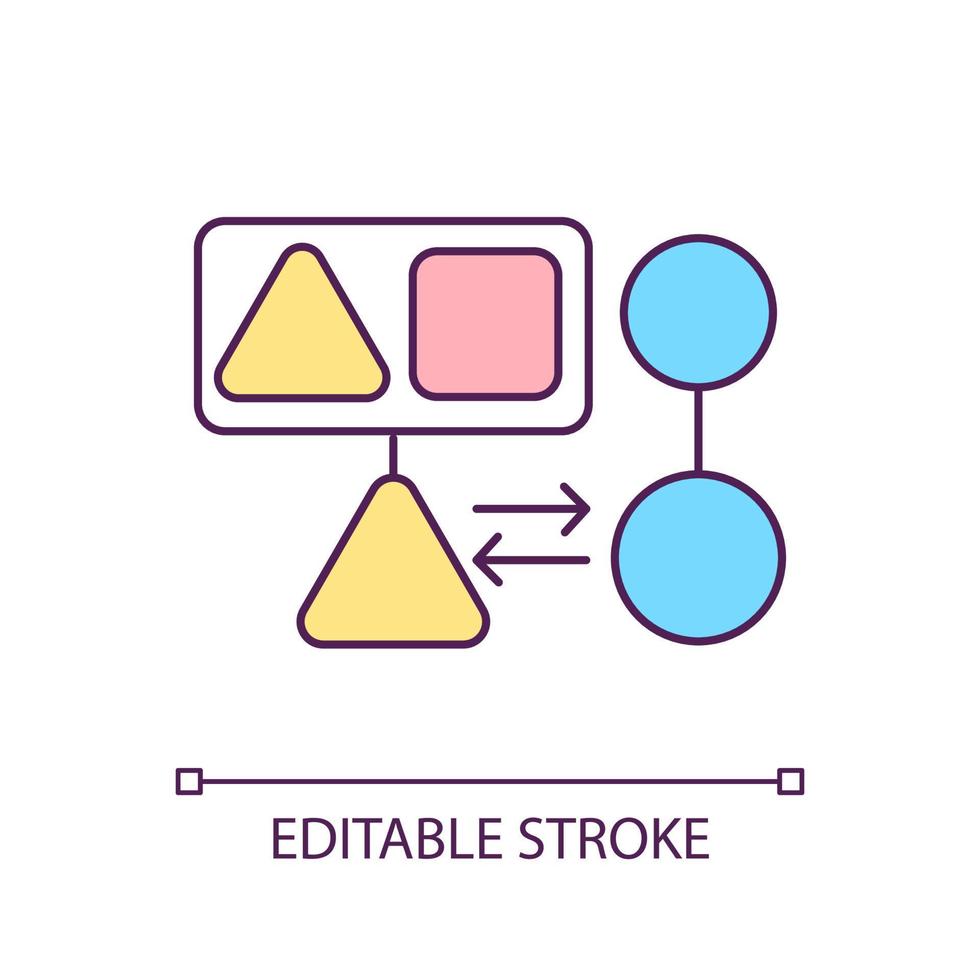 Change management RGB color icon. Company structure. Transformation. Improvement in work processes. Isolated vector illustration. Simple filled line drawing. Editable stroke