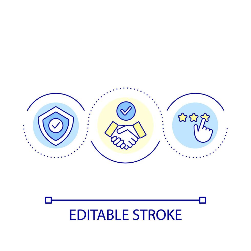 Agreement loop concept icon. Successful deal. Guarantee and assurance. Companionship abstract idea thin line illustration. Isolated outline drawing. Editable stroke vector