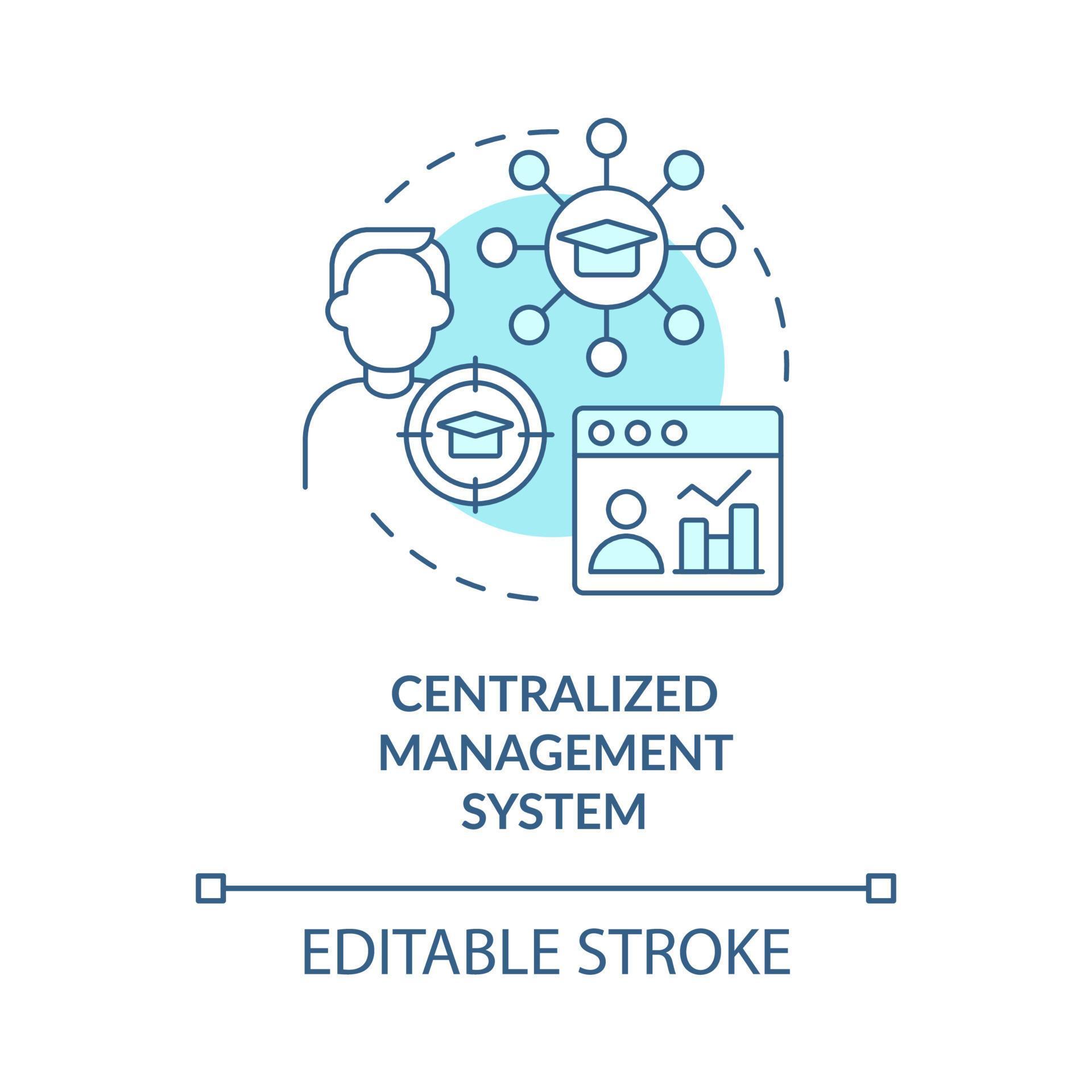 Centralised management system blue concept icon. Student tracking. LMS ...