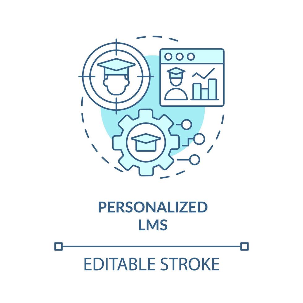 Personalized LMS blue concept icon. Customize settings. Learning management system abstract idea thin line illustration. Isolated outline drawing. Editable stroke vector