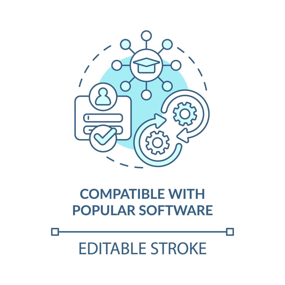 Compatible with popular software blue concept icon. Learning management system abstract idea thin line illustration. Isolated outline drawing. Editable stroke vector