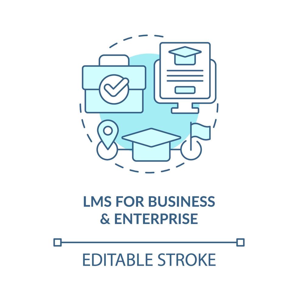 LMS for business and enterprise blue concept icon. Learning management deployment abstract idea thin line illustration. Isolated outline drawing. Editable stroke vector