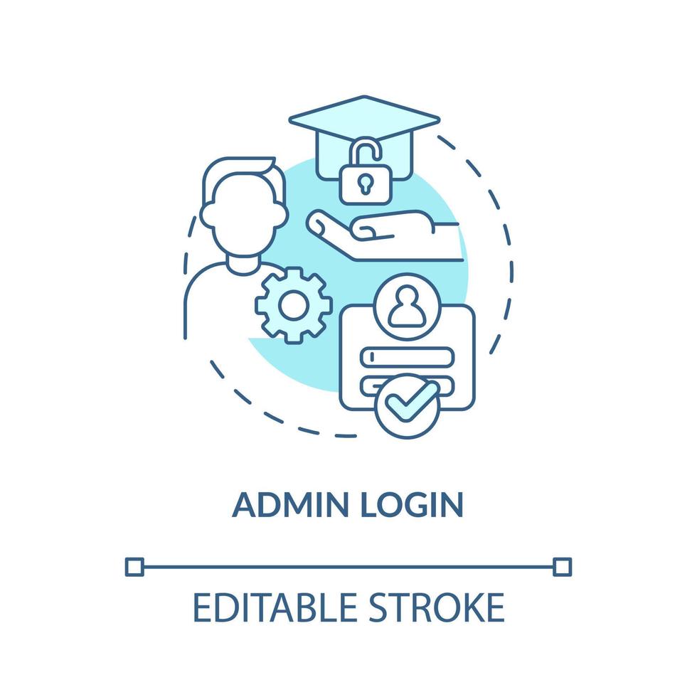 Admin login blue concept icon. Administrator account. Learning management system abstract idea thin line illustration. Isolated outline drawing. Editable stroke vector