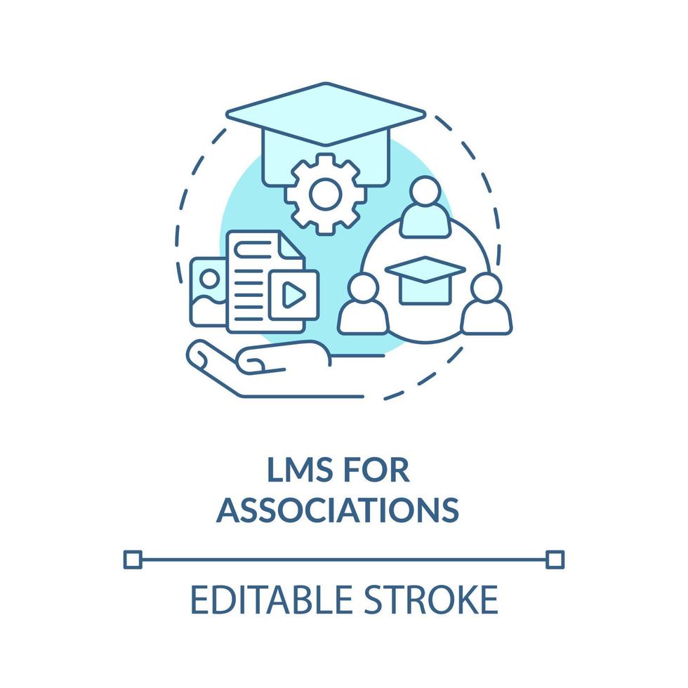 Learning management system for associations blue concept icon. LMS deployment option abstract idea thin line illustration. Isolated outline drawing. Editable stroke vector