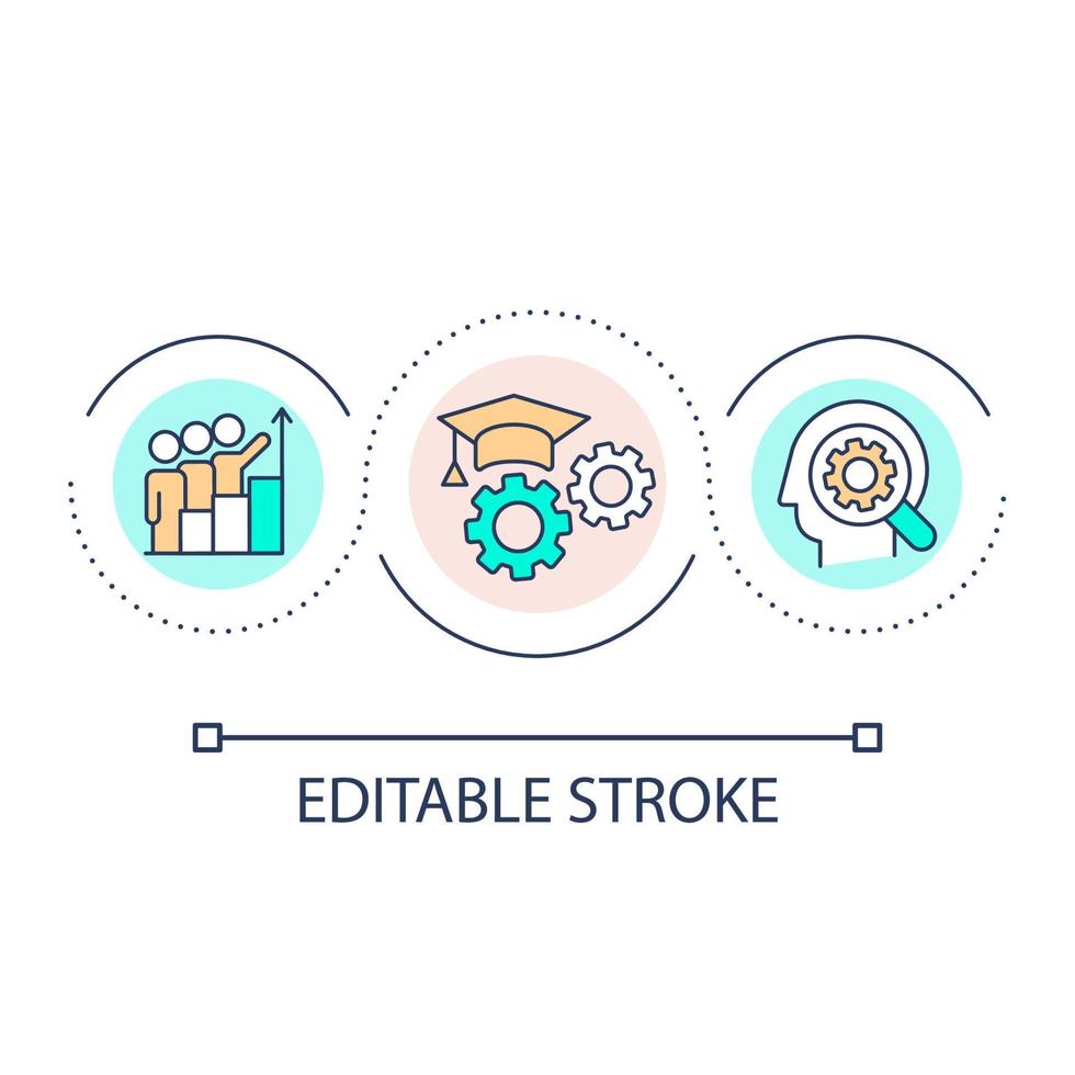 Education for company staff loop concept icon. Development of business skills. Corporate training abstract idea thin line illustration. Isolated outline drawing. Editable stroke vector