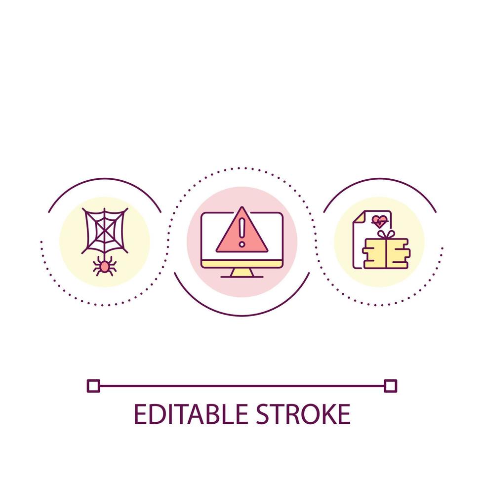 Outdated medical reports loop concept icon. Computer system error. Obsolete patient database abstract idea thin line illustration. Isolated outline drawing. Editable stroke vector