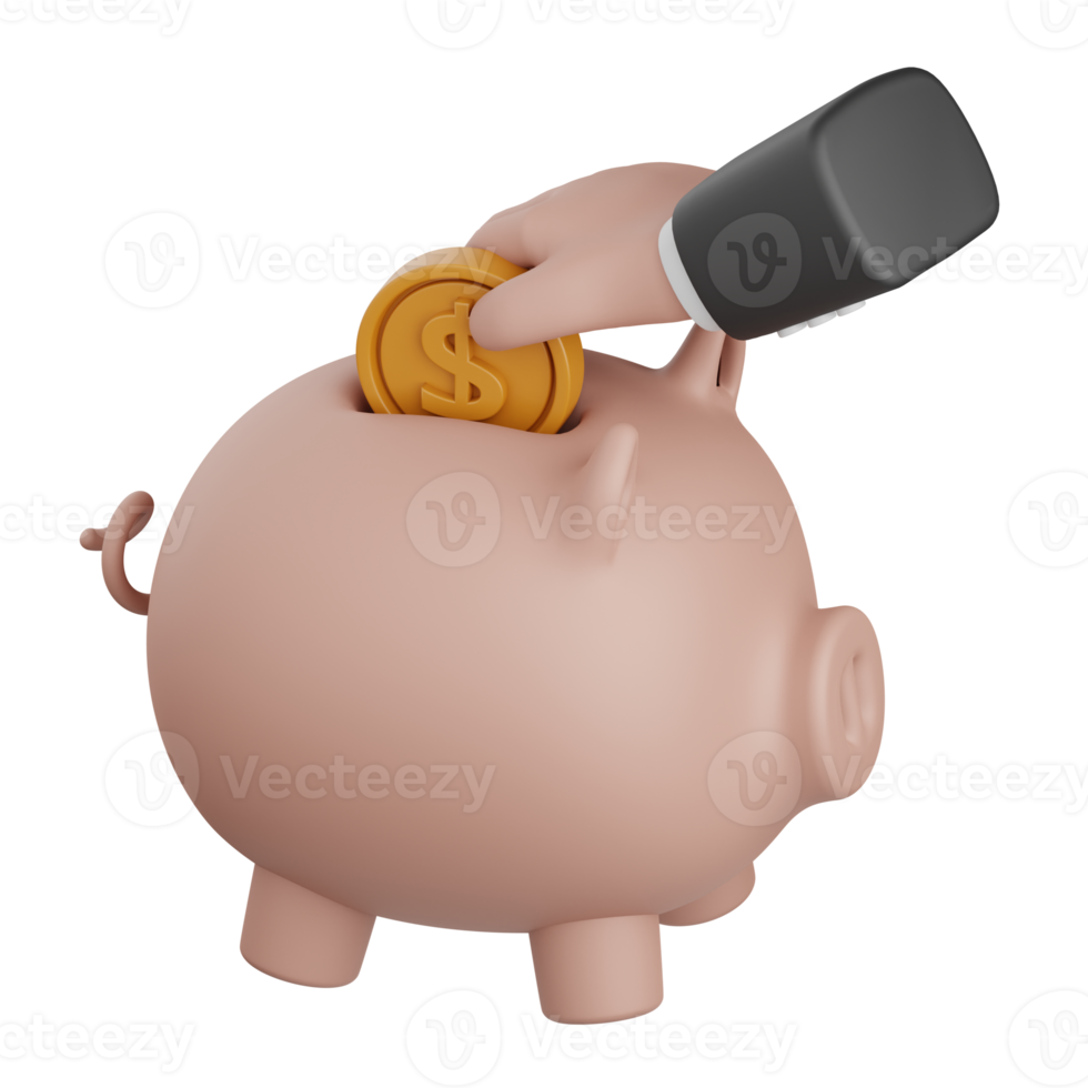 3d rendering piggy bank isolated useful for banking, money, currency, finance and business design png