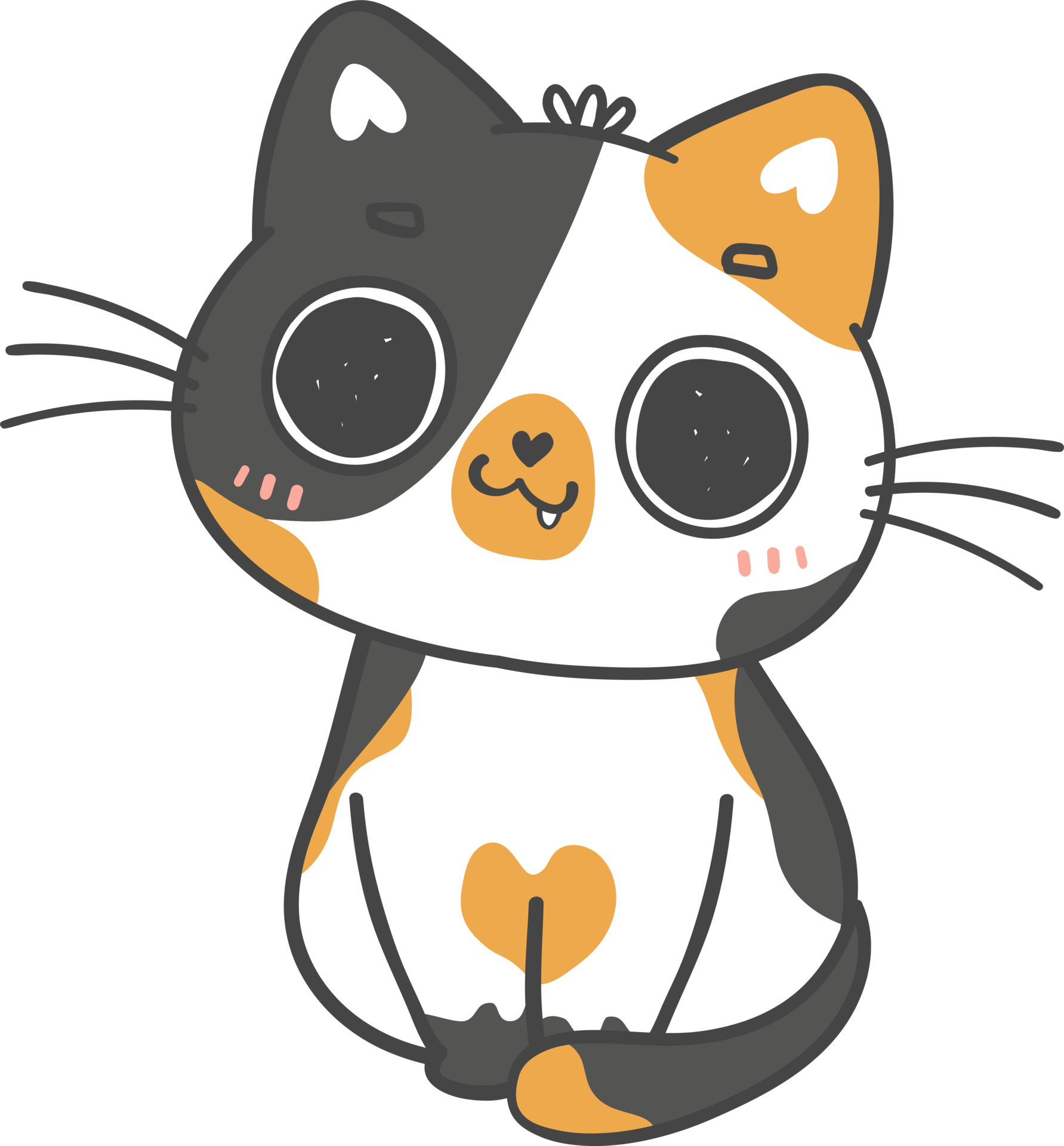 Free cute kawaii playful calico kitty cat cartoon drawing doodle outline  17053996 PNG with Transparent Background