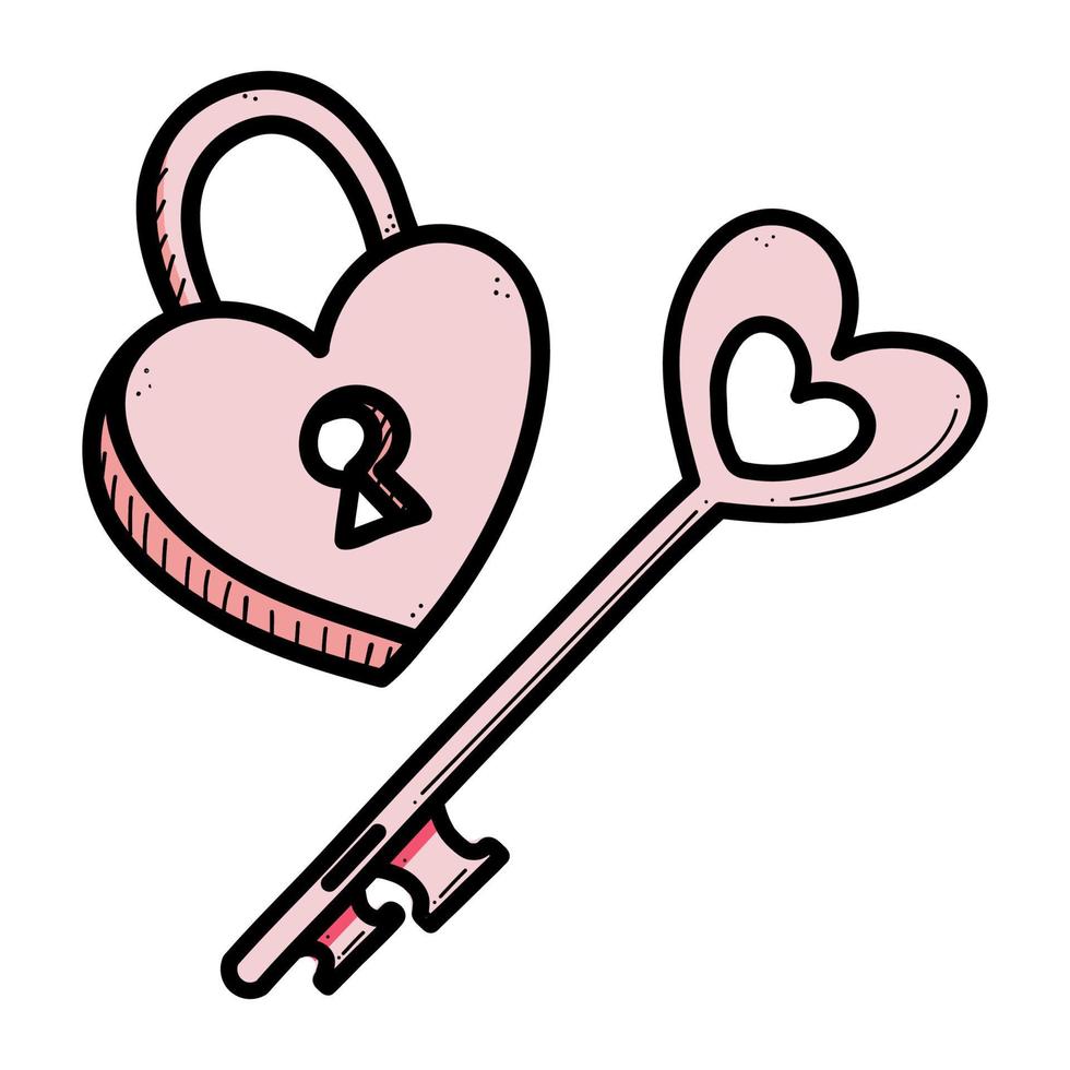 Heart shaped key and lock symbols of love for anniversary, wedding. vector
