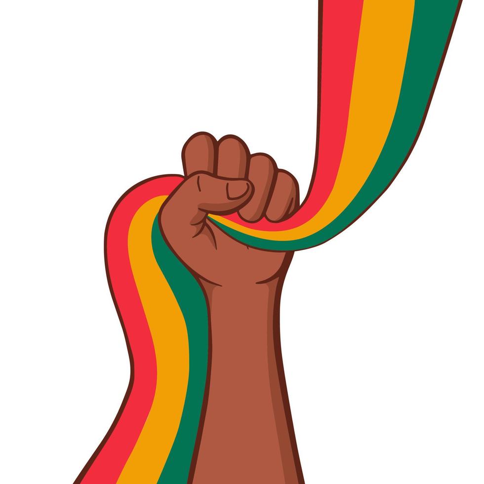 Demonstration, revolution, protest raised arm fist with copy space. Arm silhouette struggle for rights vector