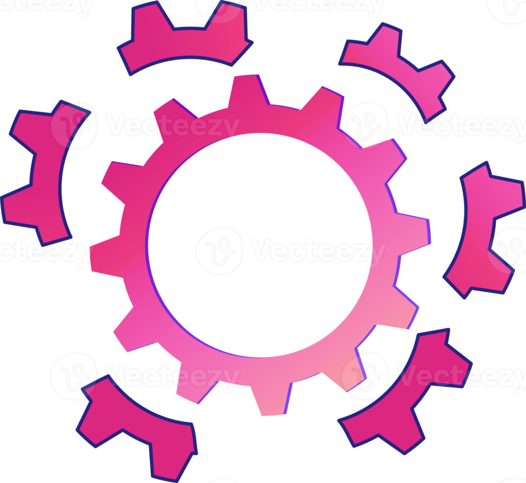 Pink Broken Gear Design png