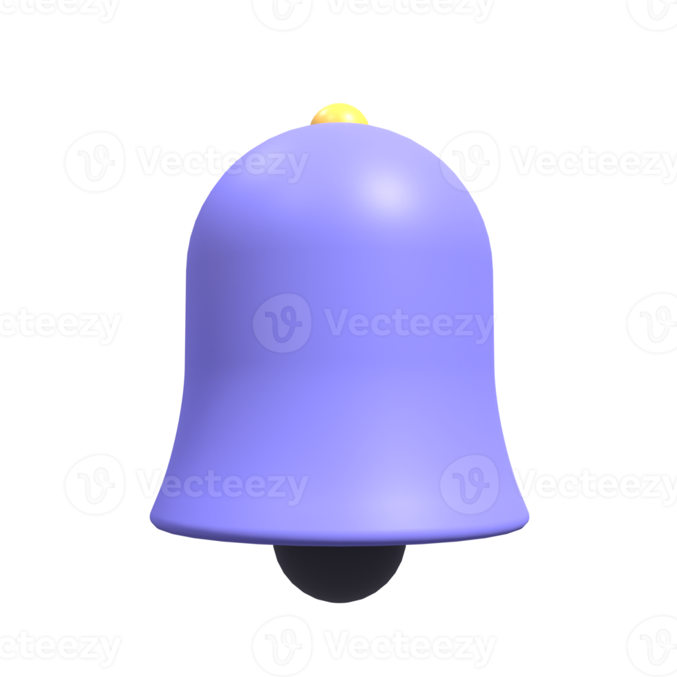 Illustration 3d d'une cloche de totification avec des couleurs esthétiques adaptées au web, à l'apk ou à des ornements supplémentaires pour votre projet png