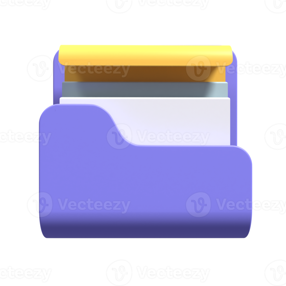 Ilustração 3D de uma pasta com cores estéticas adequadas para web, apk ou ornamentos adicionais para o seu projeto png