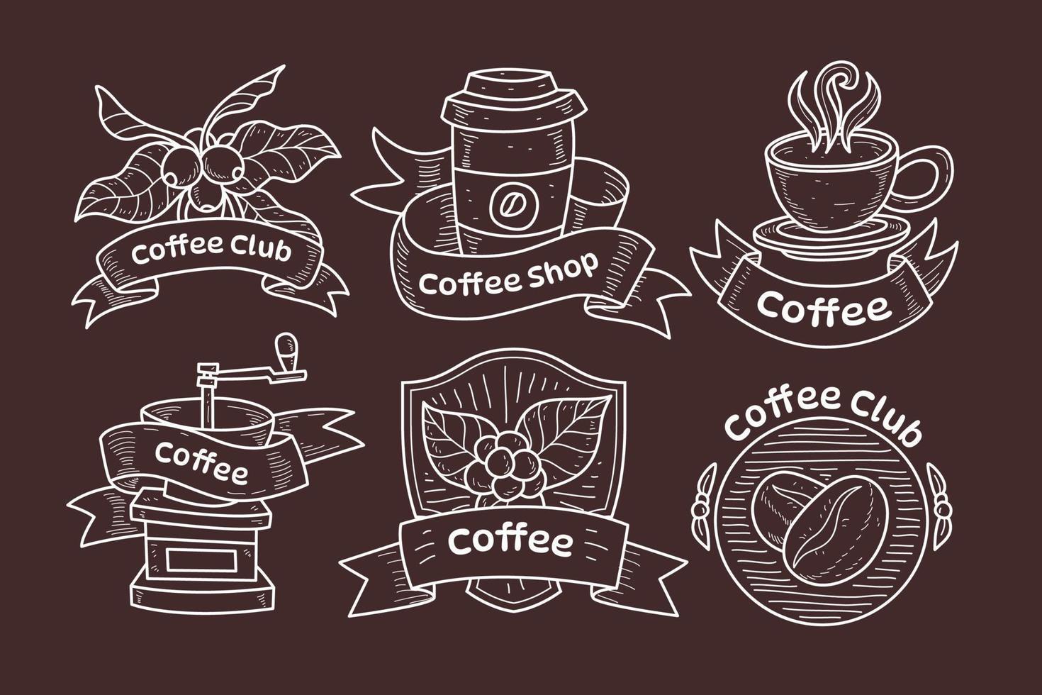 Vintage Coffee Shop Logo in Line Art Style vector