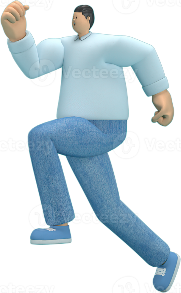 personaje de dibujos animados con jeans y camisa larga. el esta corriendo png