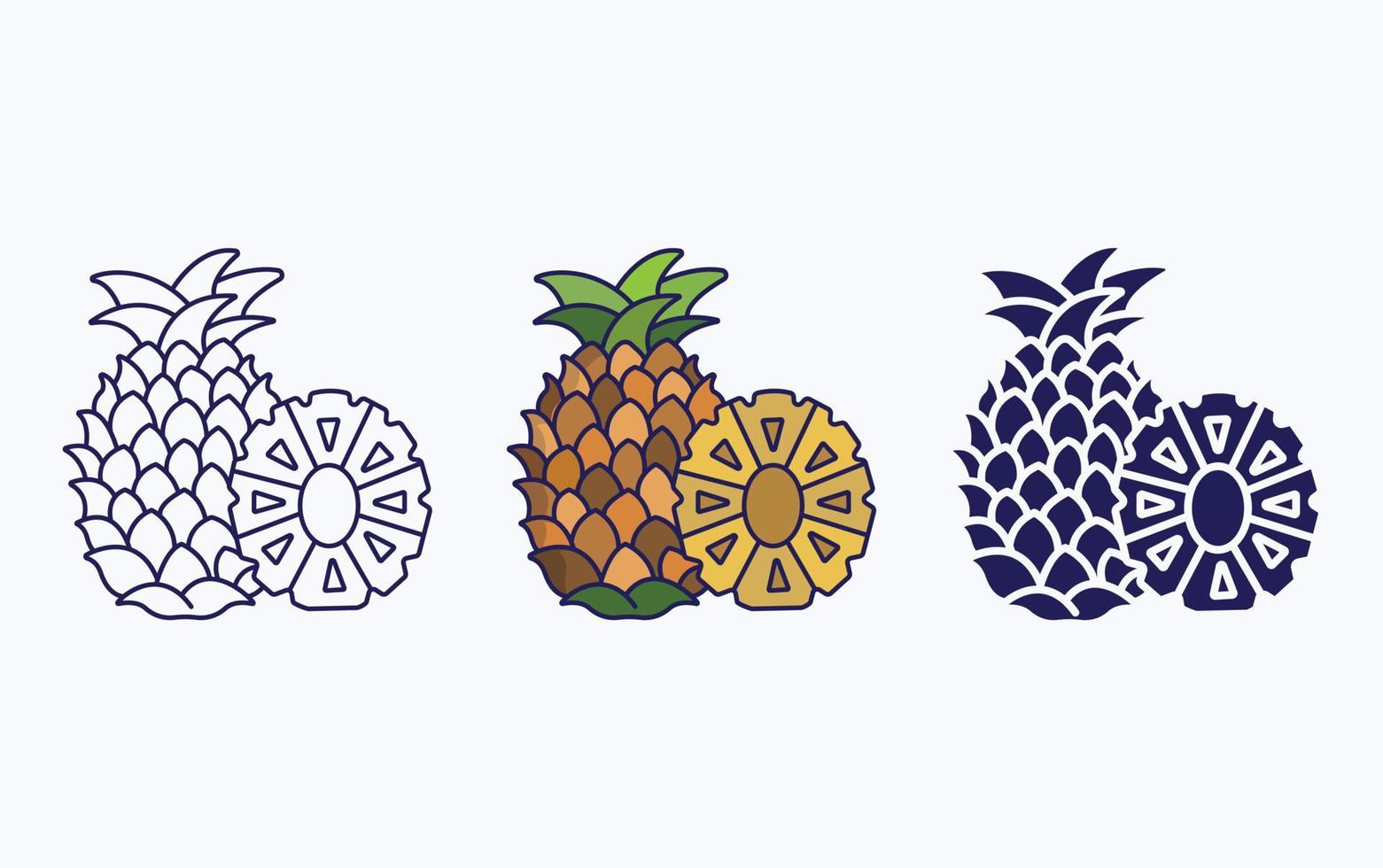 vector of whole and cut Pineapple