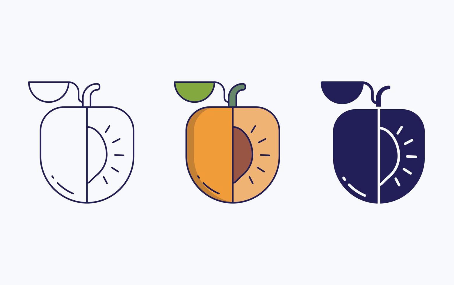 Apricot cut and sliced vector