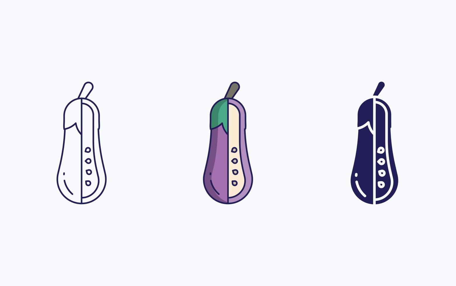 Aubergine cut and sliced vector