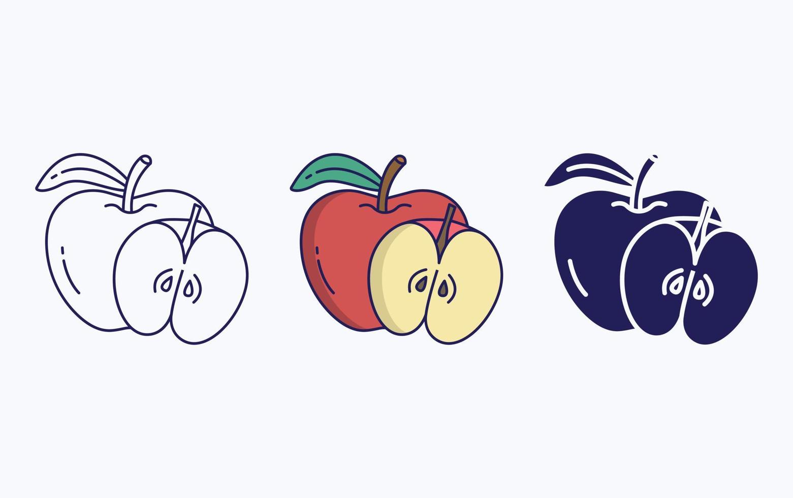 Vector of whole and cut Apple