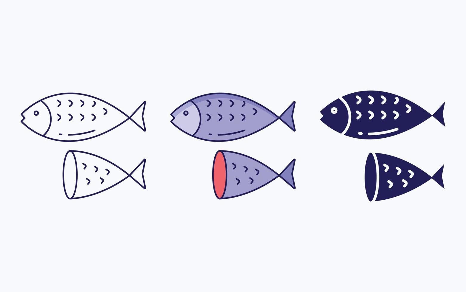 Fish cut icon vector