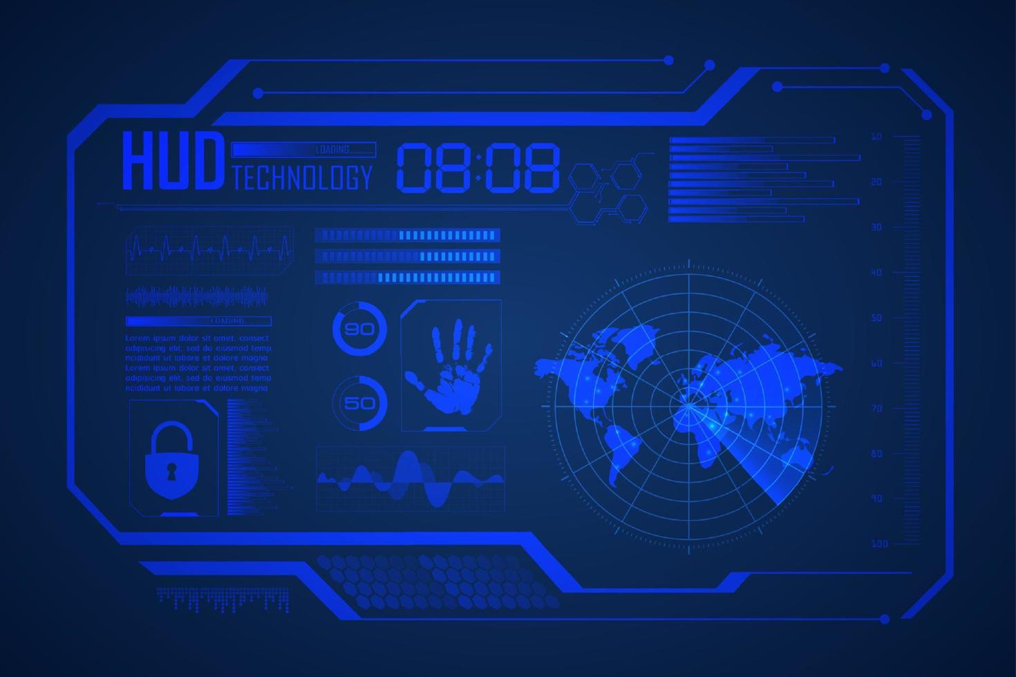 Modern HUD Technology Screen Background vector