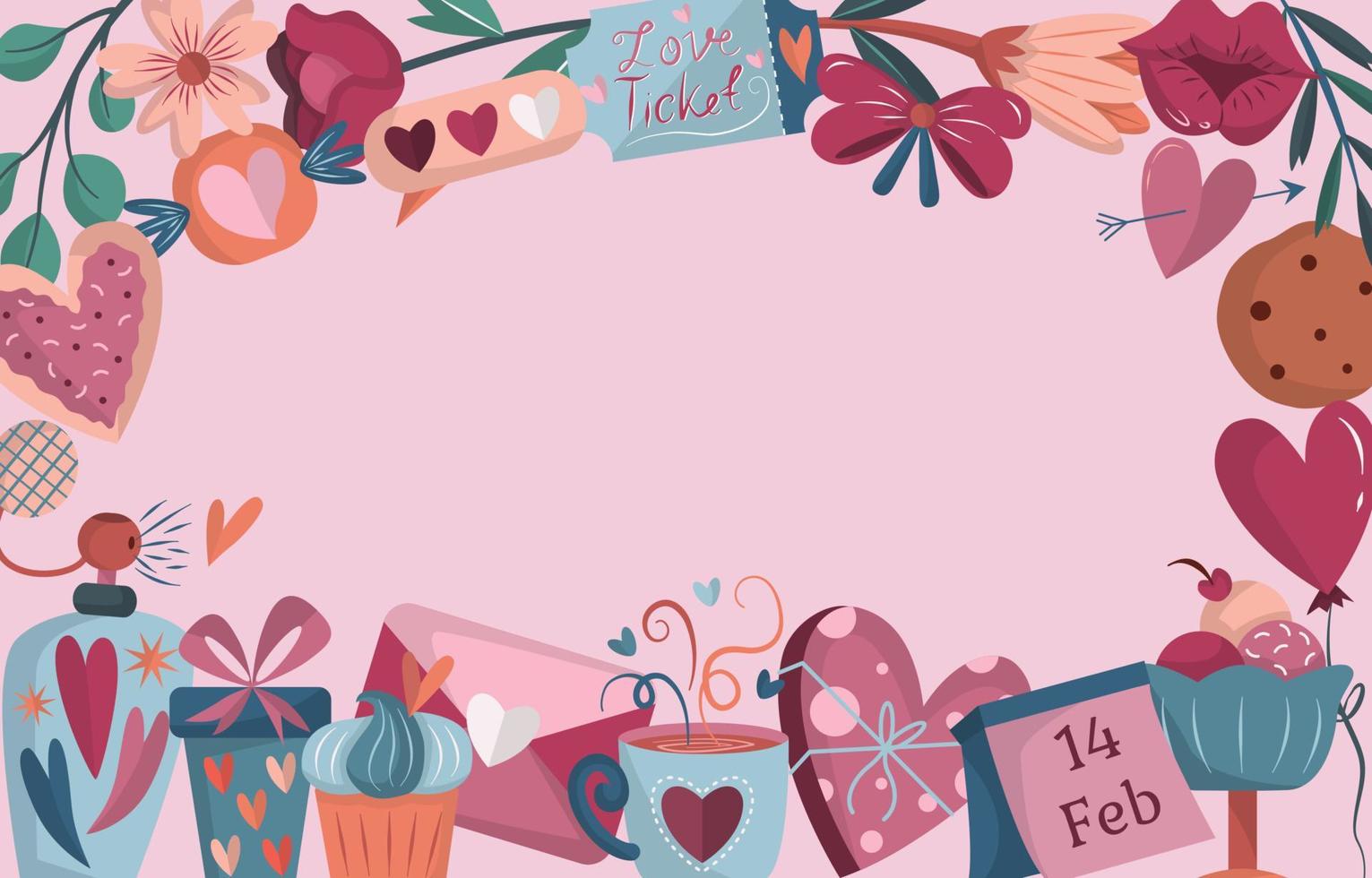 Valentine Elements Frame Background vector