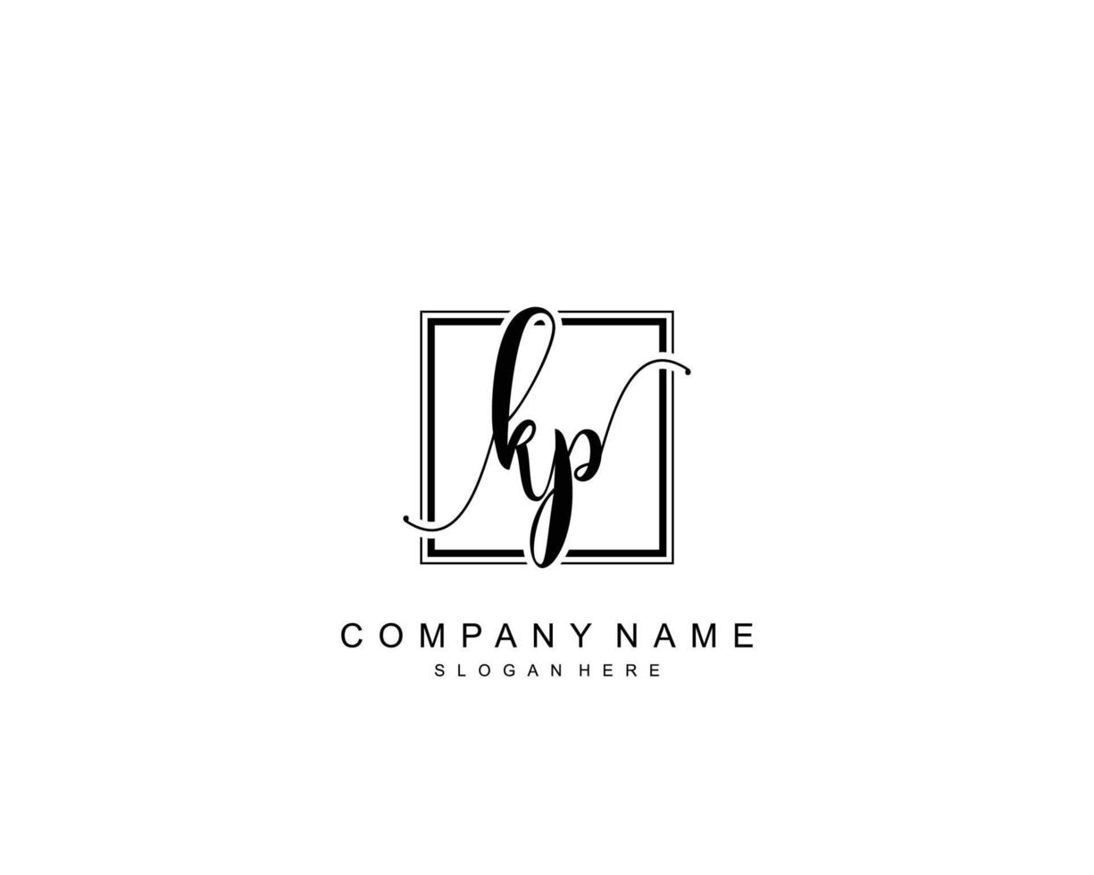 Initial KP beauty monogram and elegant logo design, handwriting logo of initial signature, wedding, fashion, floral and botanical with creative template. vector