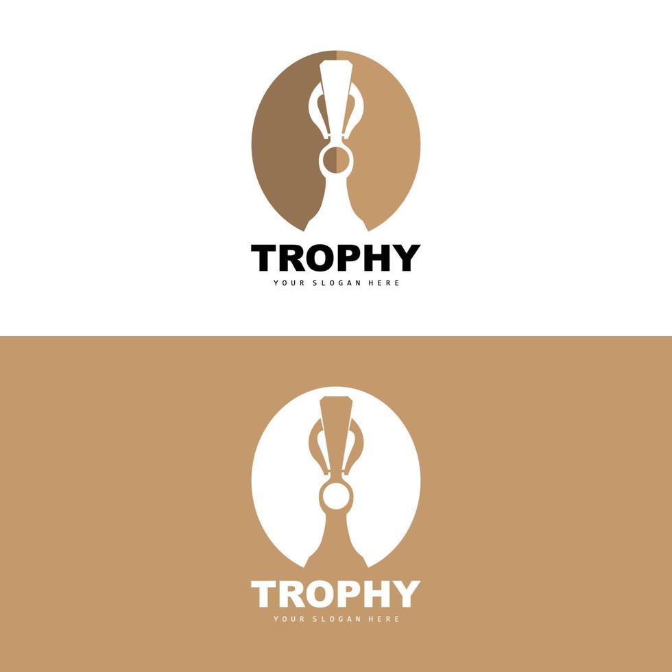 Championship Trophy Logo, Champion Award Winner Trophy Design, Vector Icon Template